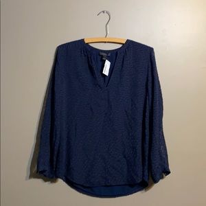 J. Crew Long Sleeve V-Neck Navy Blouse 6